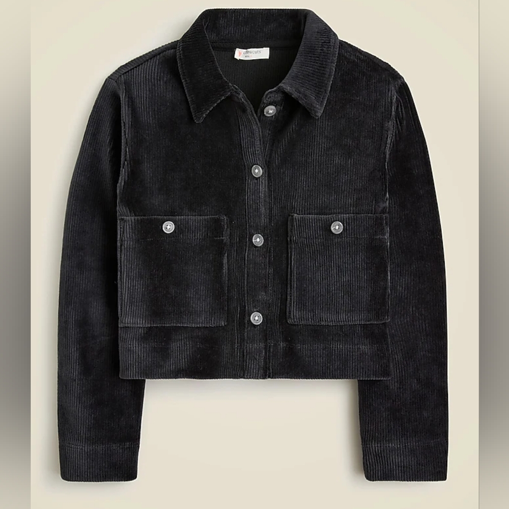 Crewcuts Girls Corduroy Shirt Jacket, Small/ 6-7, Black